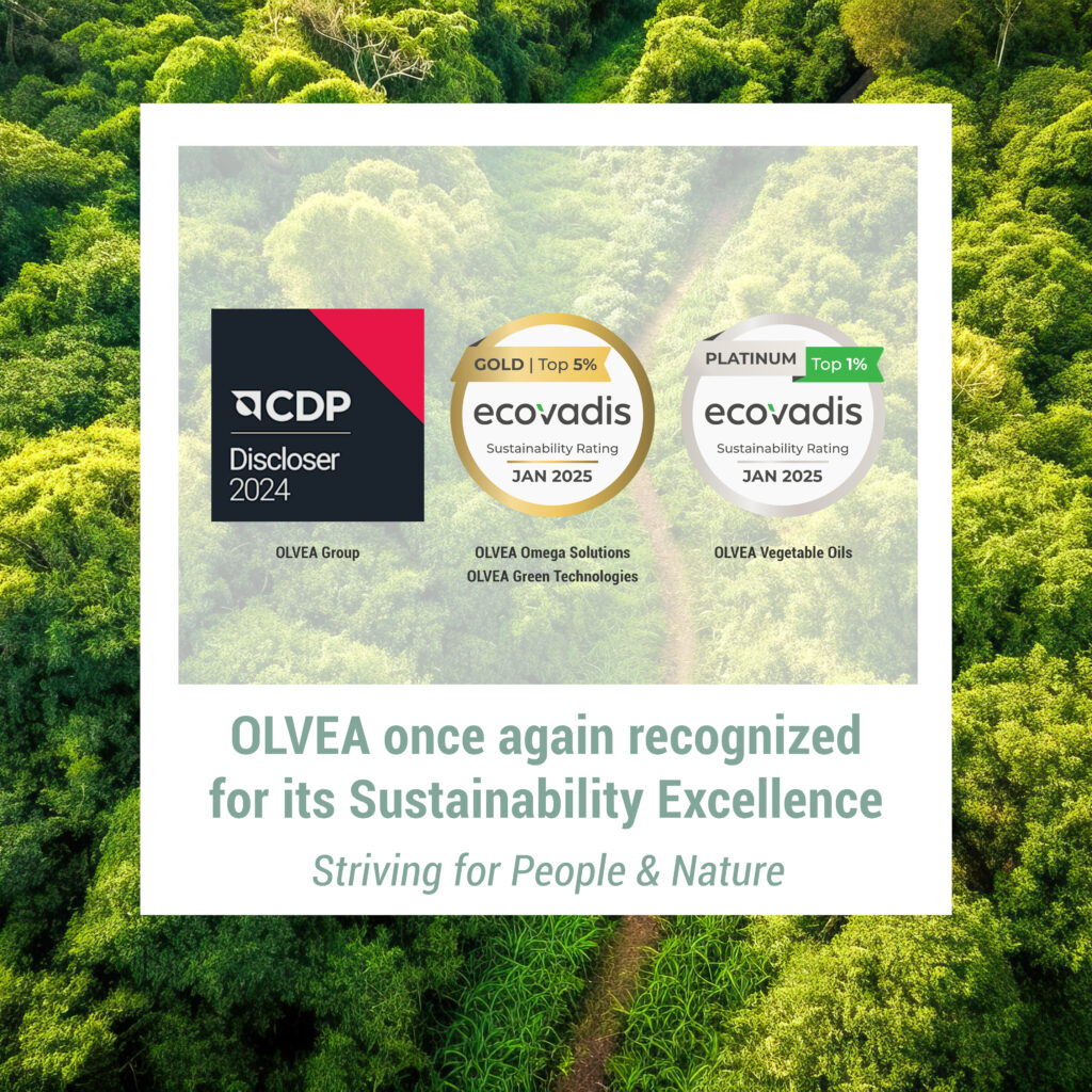We are proud to share that OLVEA  has been awarded  by EcoVadis and CDP, reaffirming once again the robustness of our sustainability strategy.
